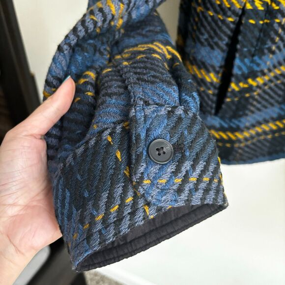 Goodfellow & Co Men's Thick Plaid Woven Shacket In Navy blue Medium - Picture 10 of 12